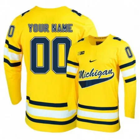Men's Michigan Wolverines Custom Yellow Stitched Jersey DZX2