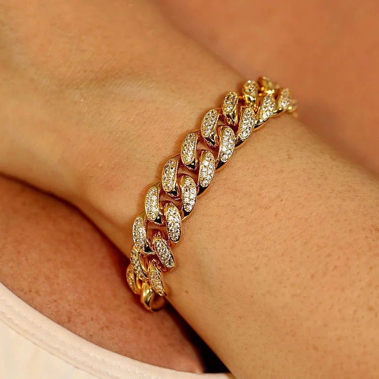 12MM Luxury Clustered Cuban Link Chain Bracelet-VESSFUL