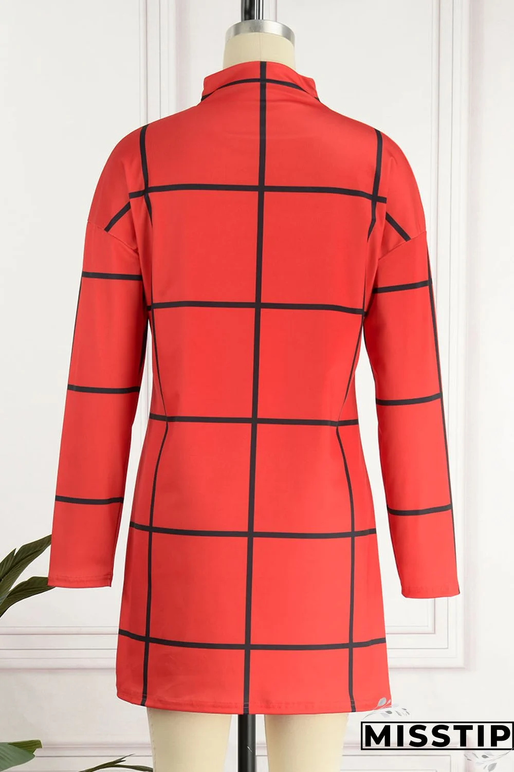 Cream White Casual Print Patchwork Half A Turtleneck Straight Dresses