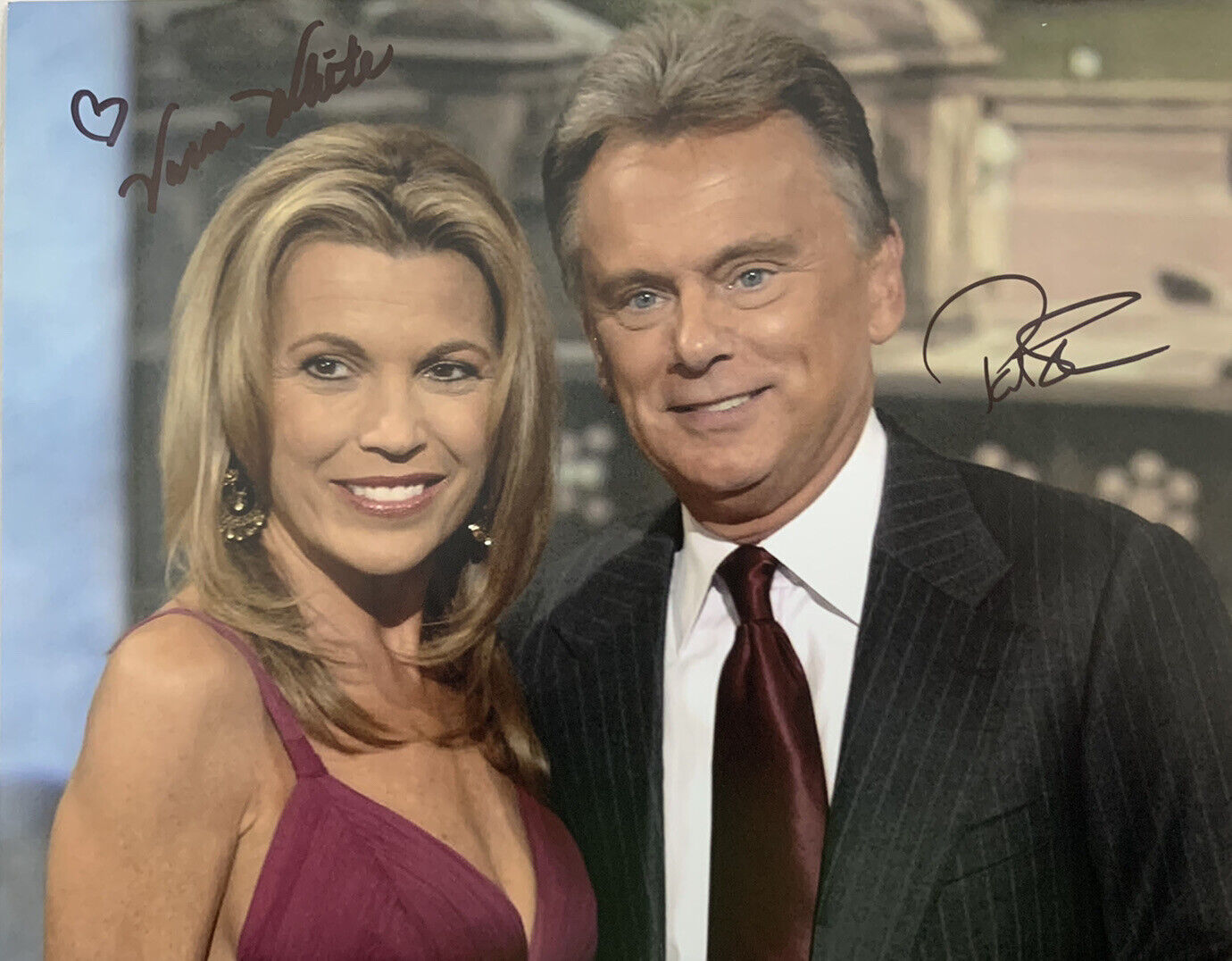 PAT SAJAK & VANNA WHITE SIGNED 8x10 Photo Poster painting WHEEL OF FORTUNE AUTOGRAPH AUTHENTIC