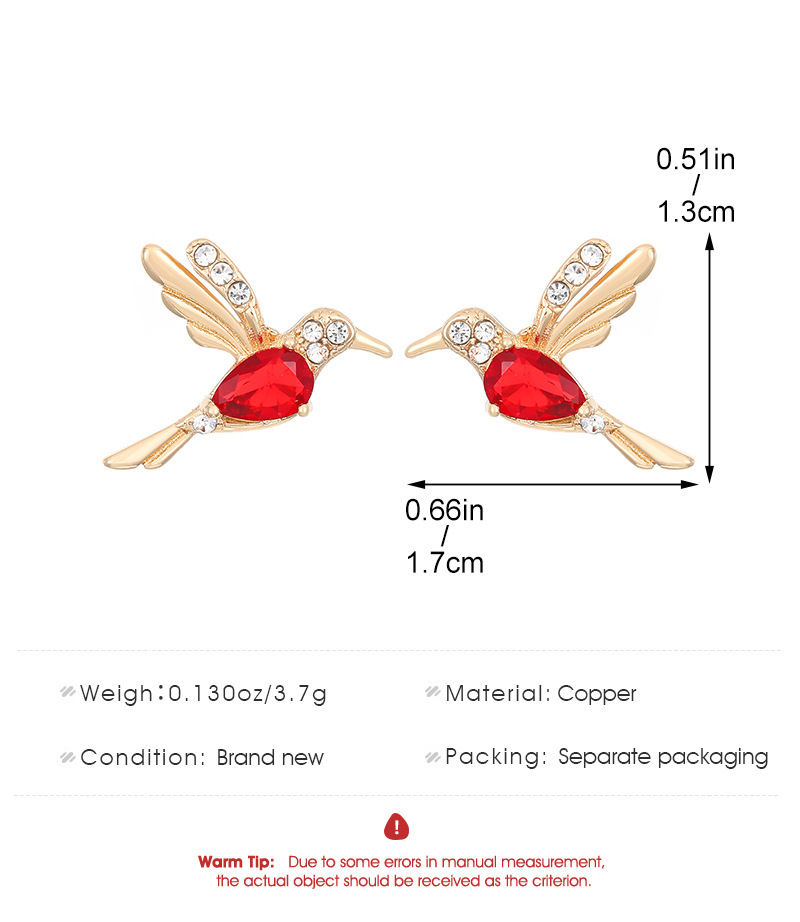 Hummingbird Zirconia Gold-Plated Earrings