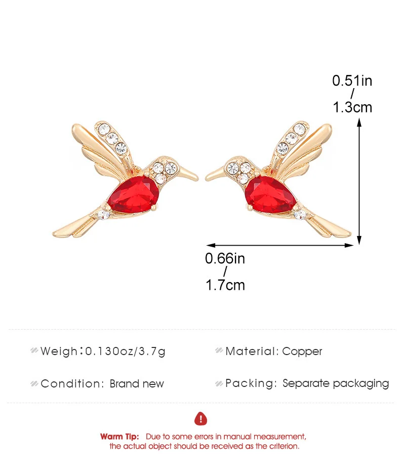 Hummingbird Zirconia Gold-Plated Earrings