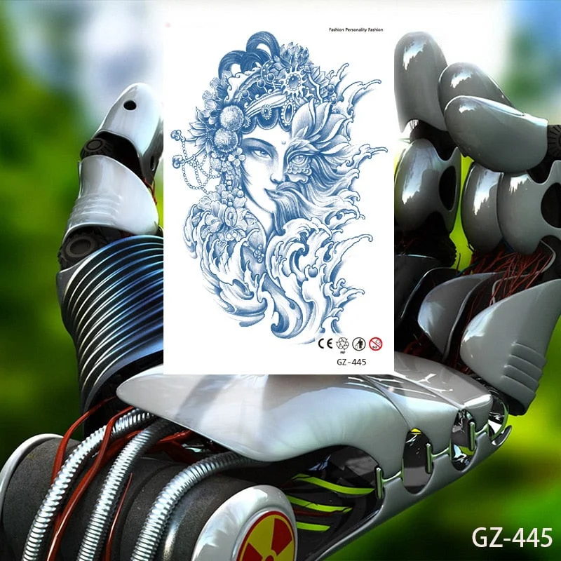 Temporary Waterproof Tattoos Stickers Sexy Mythical Dragon Girl Fox Mask Juice Ink Lasting Arm Back Body Buttocks Fake Tatoo DIY