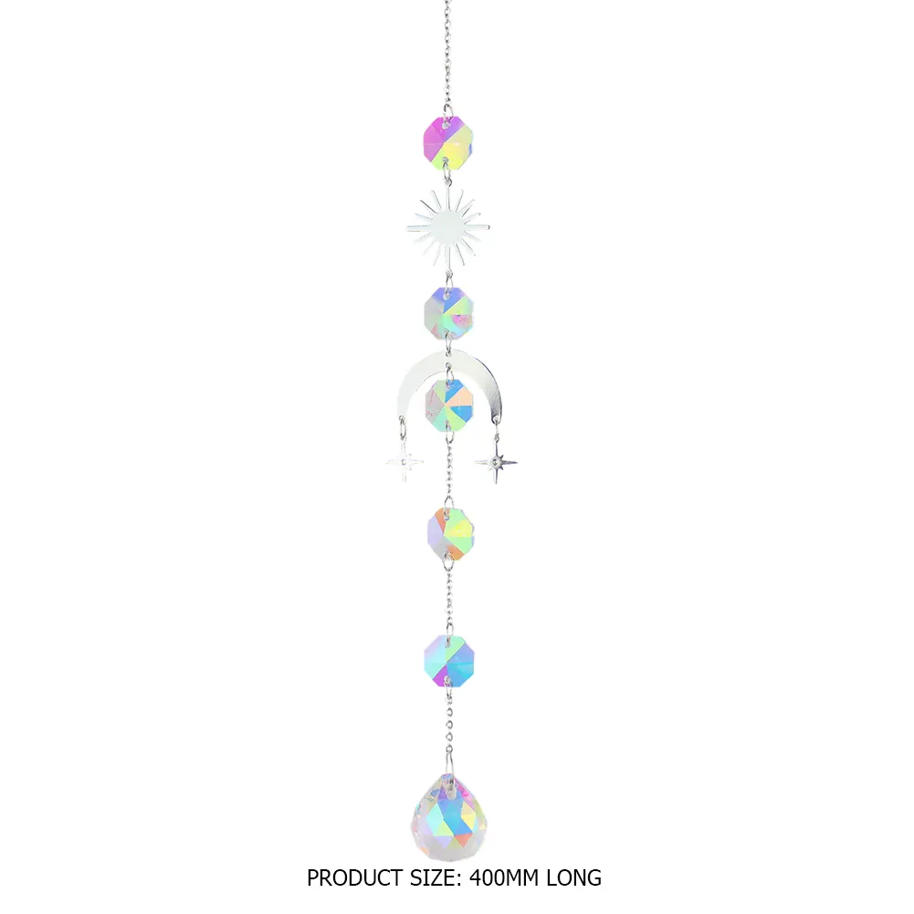 Wind Chime Crystal Catcher Hanging Ornaments Prisms Home Pendant (Moon 3)