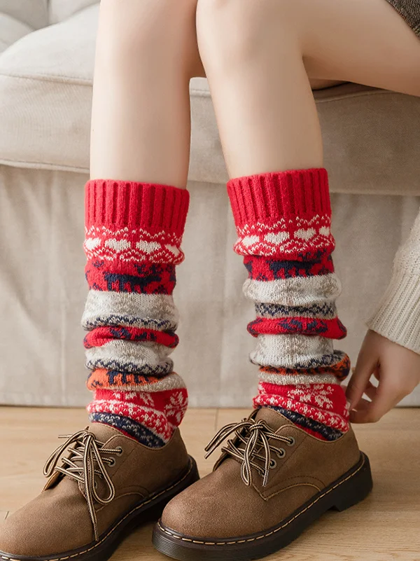Knitting Keep Warm Printed Leg Warmers Accessories