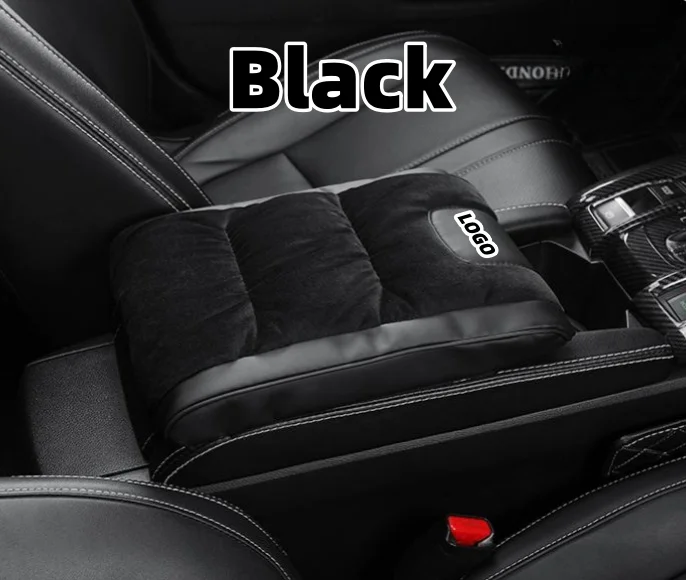 Car leather flannel raised armrest box mat (Special Car LOGO) (Widened Version)