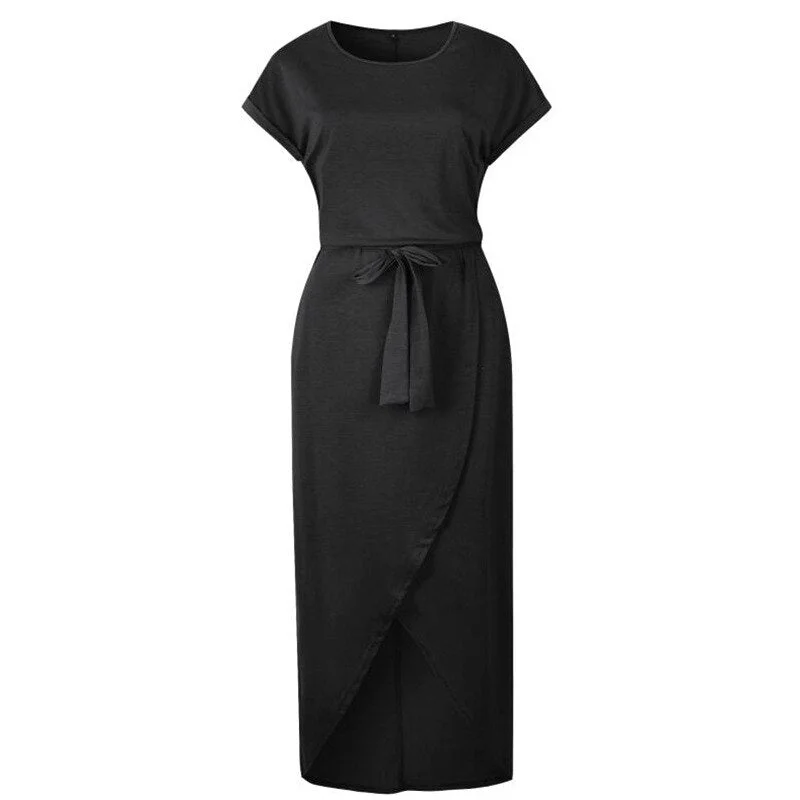 Ladies Summer Short Sleeve Bodycon Party Dress Plus Size Sexy Women Long Maxi Boho Dress Women Elegant Female Office Midi Dress