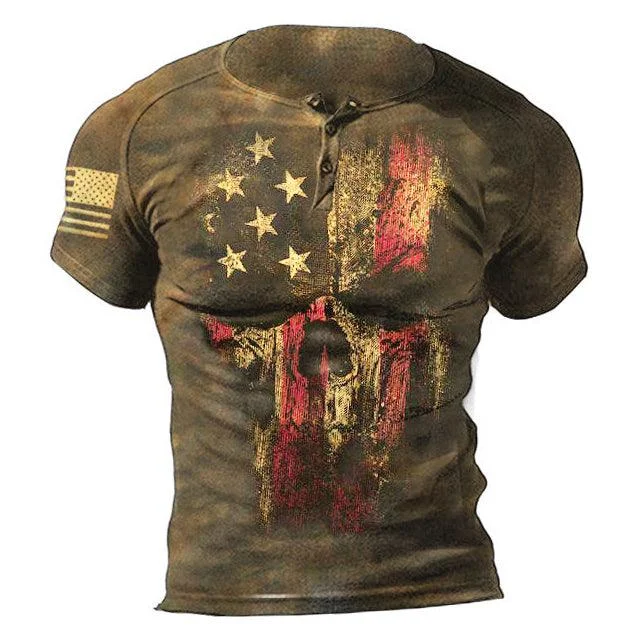 【Buy 1 Get 1 Free】 Mens Liberalism Reaper 2.0 Henley Collar T-Shirt