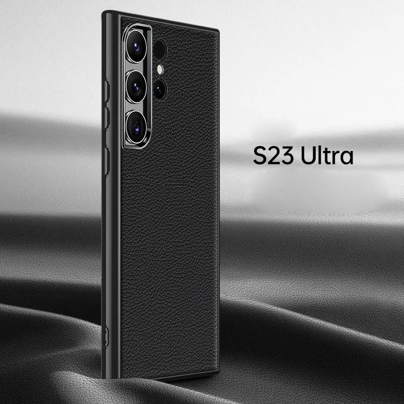 For Samsung S22/23 premium leather plated soft edge metal lens protector