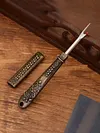 Vintage Carved Metal Seam Ripper with Safety Cover - Antique Stitch Unpicker & Thread Remover for Cross Stitch Mistakes tapestrymarket