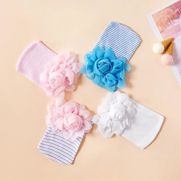  Newborn baby cap pink or blue rose flower cotton shape cap Toy - RSDP-Rebornbabypuppen-Rebornbabypuppen.de