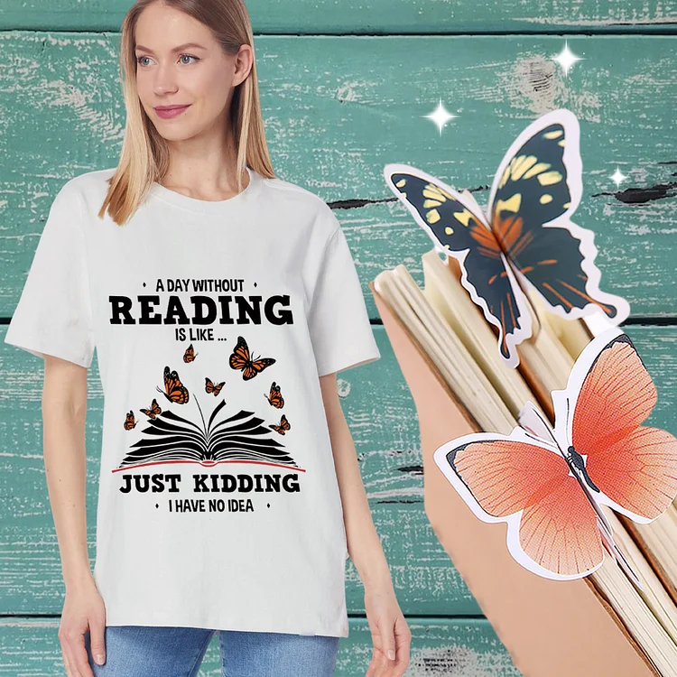 Book And Butterfly Casual T-Shirt with Free Gift -BSTC1672