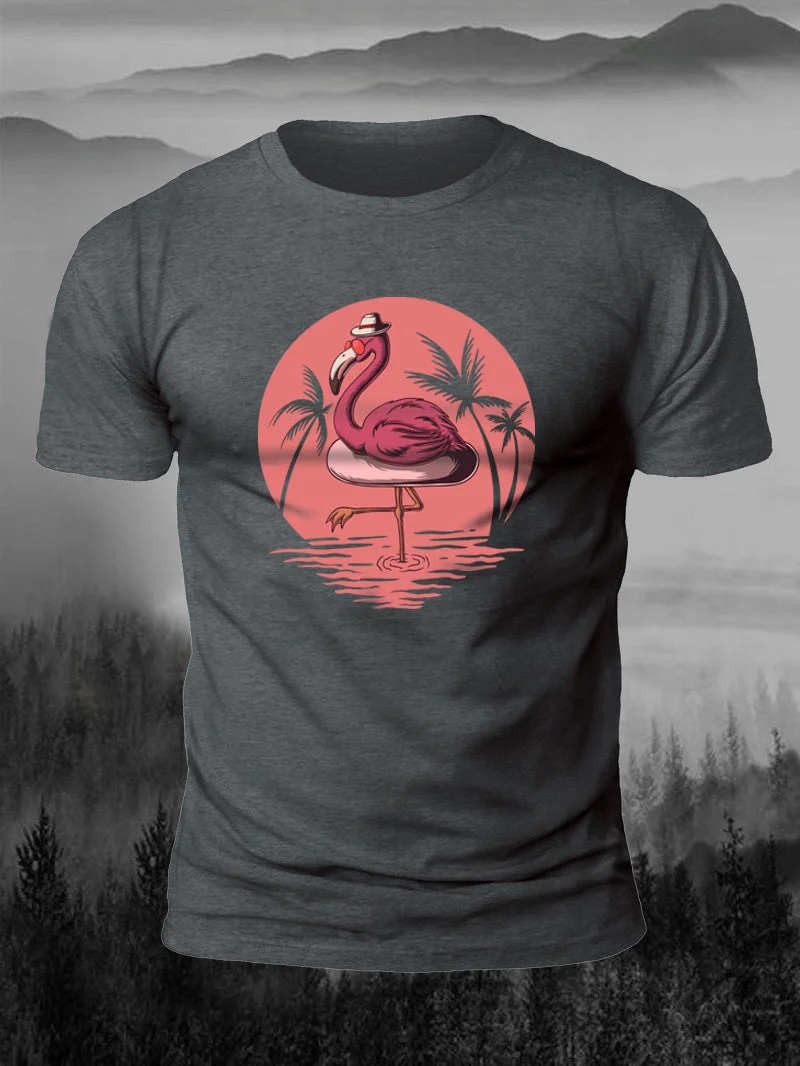 Men's Flamingo Summer Atmosphere Short-Sleeved Shirt in  mildstyles