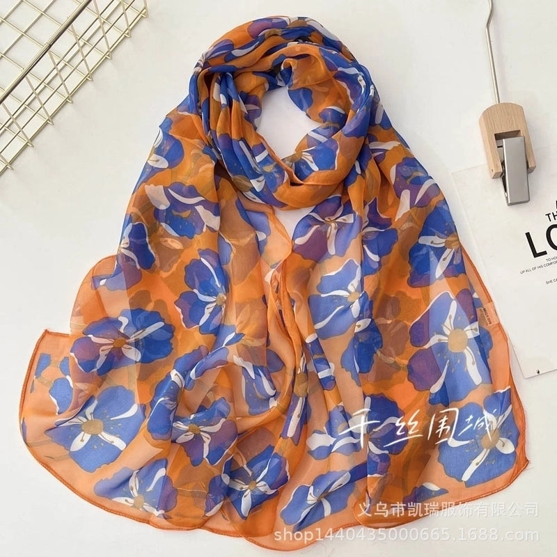 Women’s Sweet Flower Georgette Silk Scarves