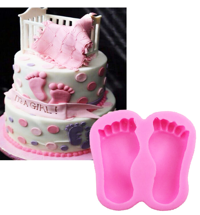3D Baby Feet Fondant Birthday Cake Chocolate  DIY Baking Silicone Mold Mould