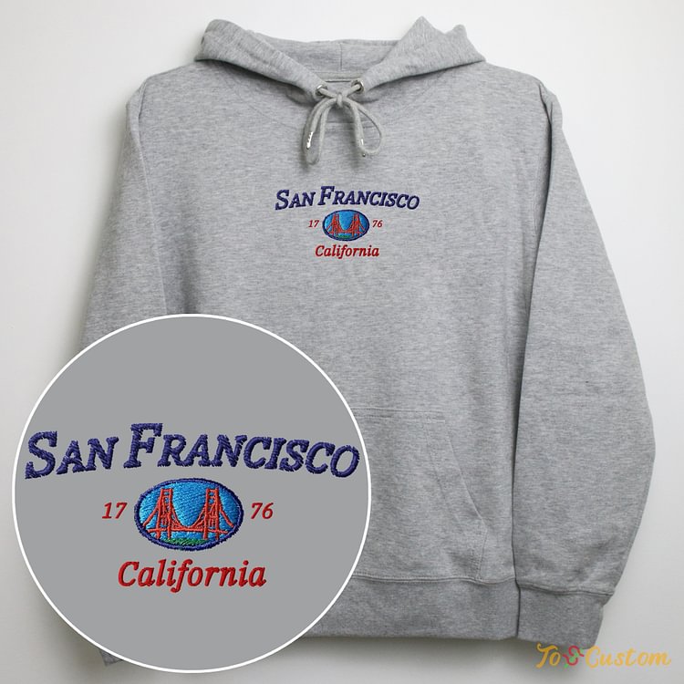 TOSCUSTOM™ San Francisco Embroidered Hoodie California Golden Gate Bridge Sweatshirt