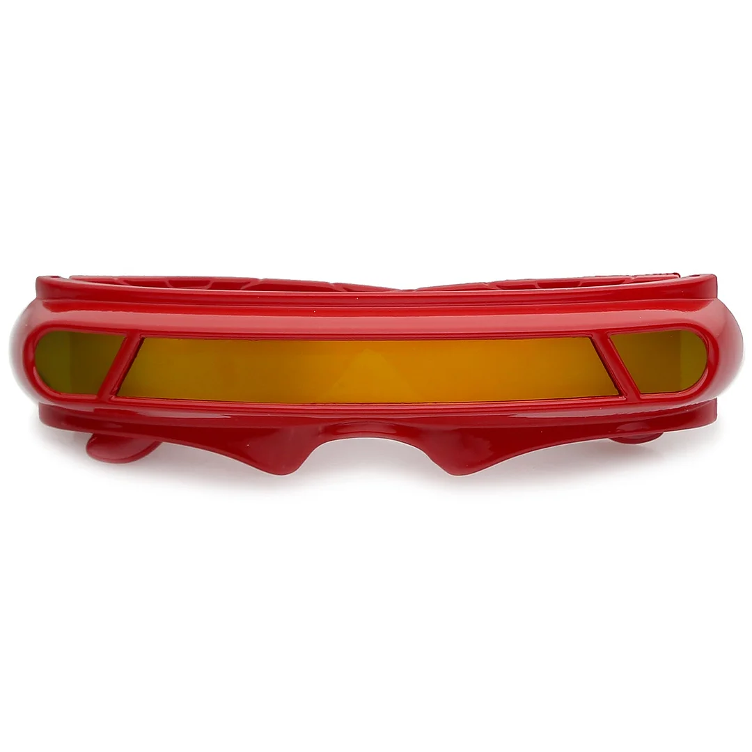 Futuristic Cyclops Shield Colored Mirror Mono Lens Wrap glasses 147mm