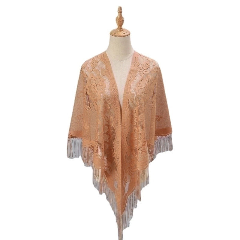 Women’s Sweet Solid Color Polyester Lace Silk Scarf