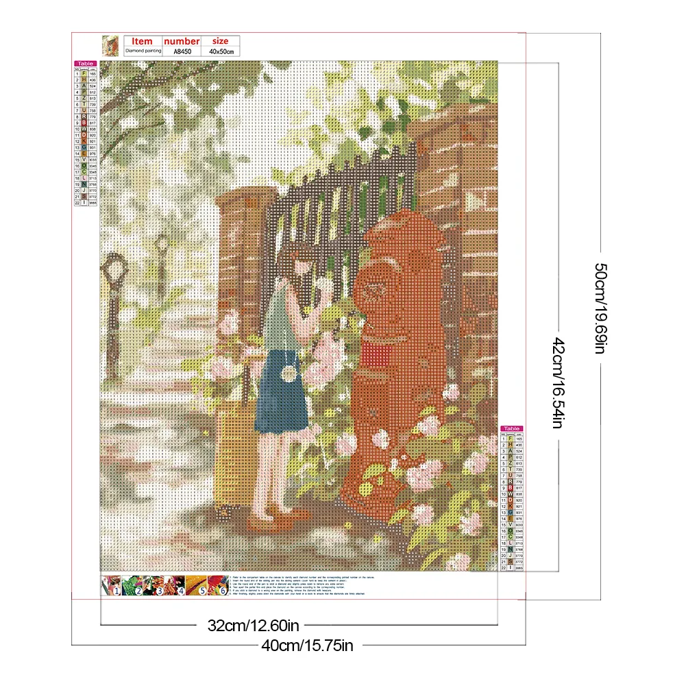 Full Round Diamond Painting 40*50cm - Healing Stick Figure Girl Letter