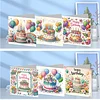 6pcs Diamond Painting Happy Birthdays to You Greeting Card with Envelope for Family Friends Holiday Gift Congratulations