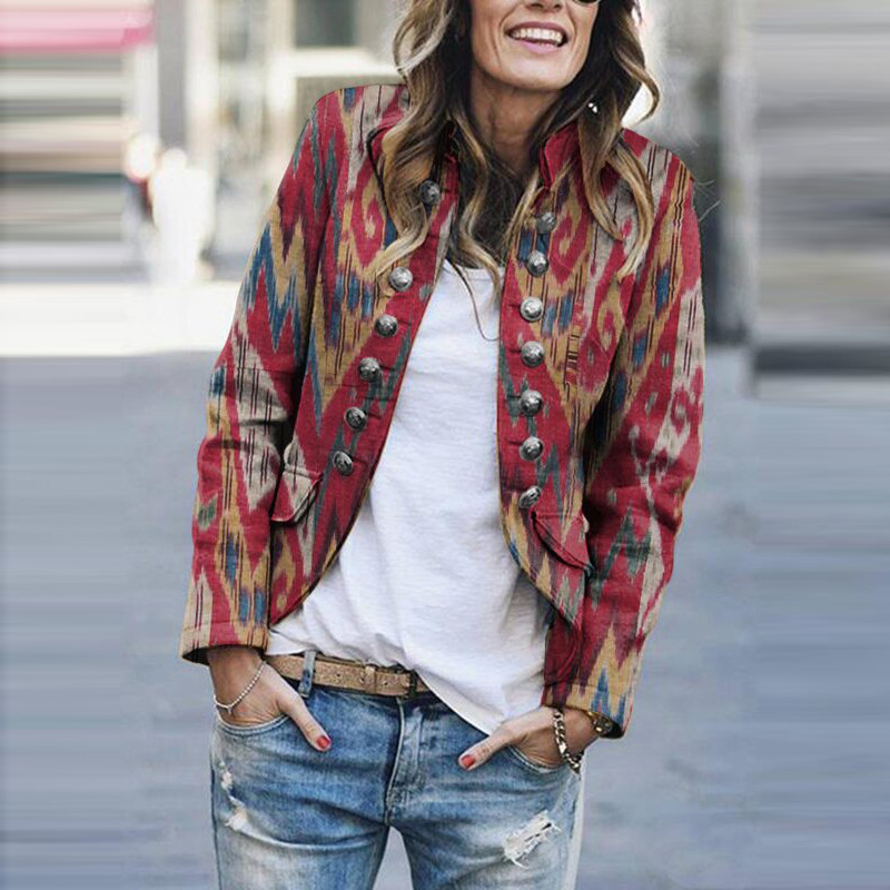 Fashion Printed Double-breasted Jacket wearshes