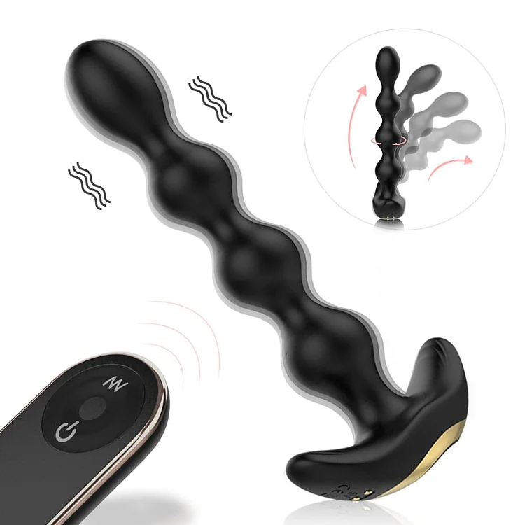 Male wireless remote control masturbation with back plug pull bead stick - long size