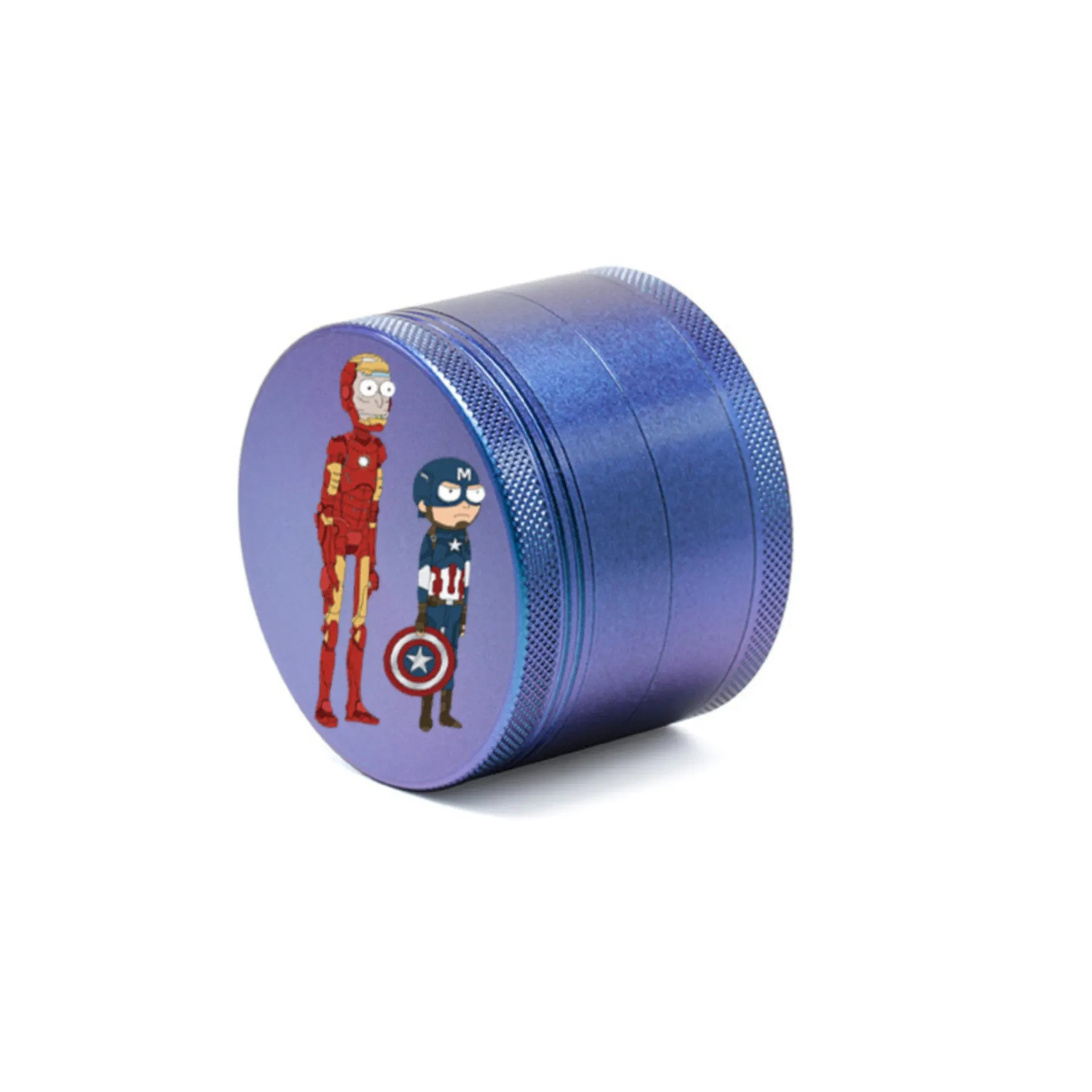 63MM Aluminum Alloy 4 Layers Gradient Color Colorful Cartoon Pattern Herb Grinder-Blue