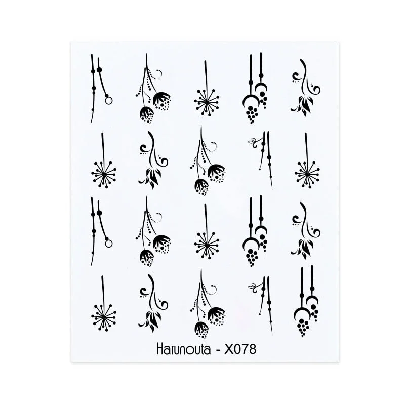 Harunouta Spring Flower Leaf Water Decals Love Heart Geometric Lines Nail Art Stickers DIY Slider Manicures Nail Art Decoration
