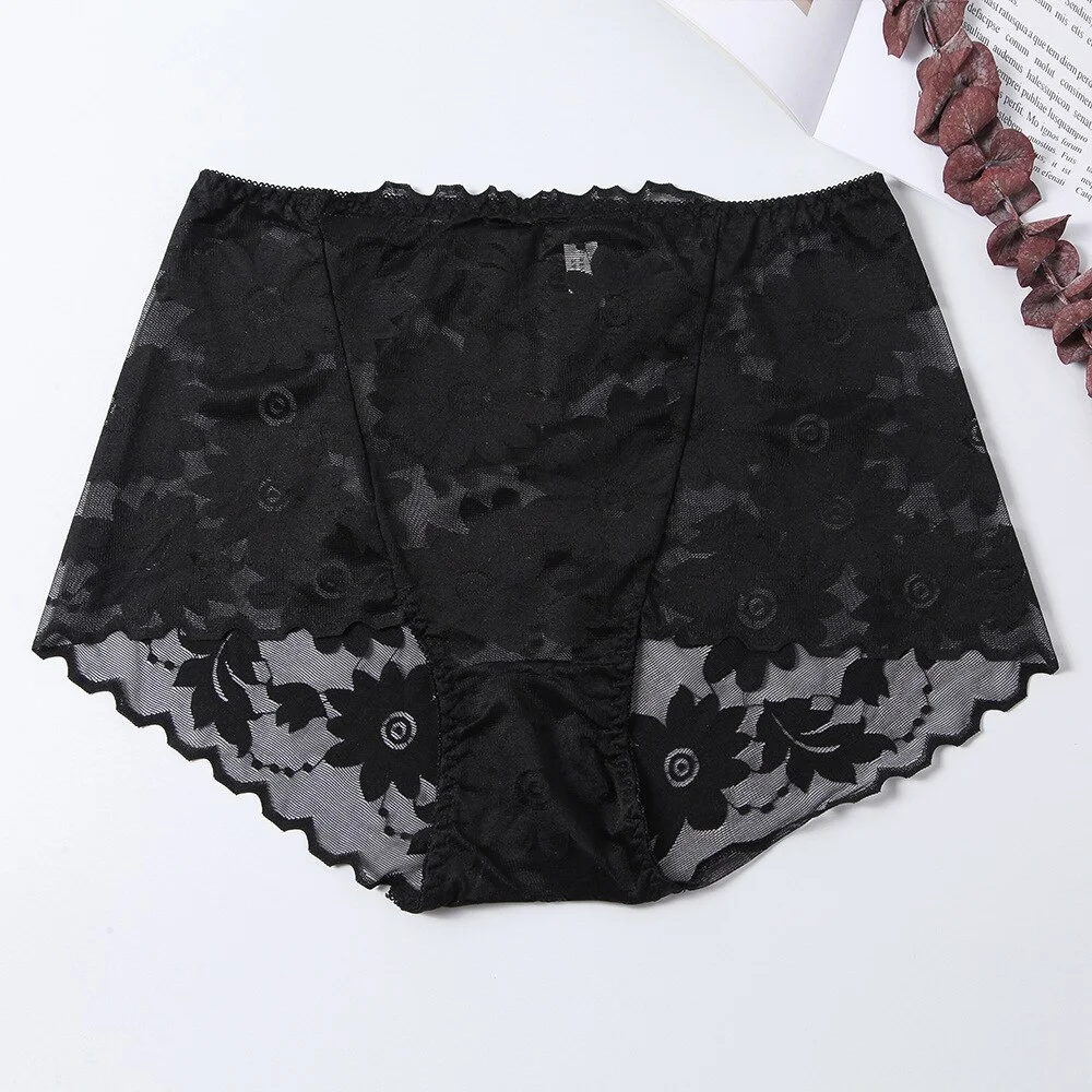 Billionm Colors/large Size High Waist Sexy Transparent Flower Underwear Ladies Lace Hollow Briefs Hips Breathable Fashion Good-looking