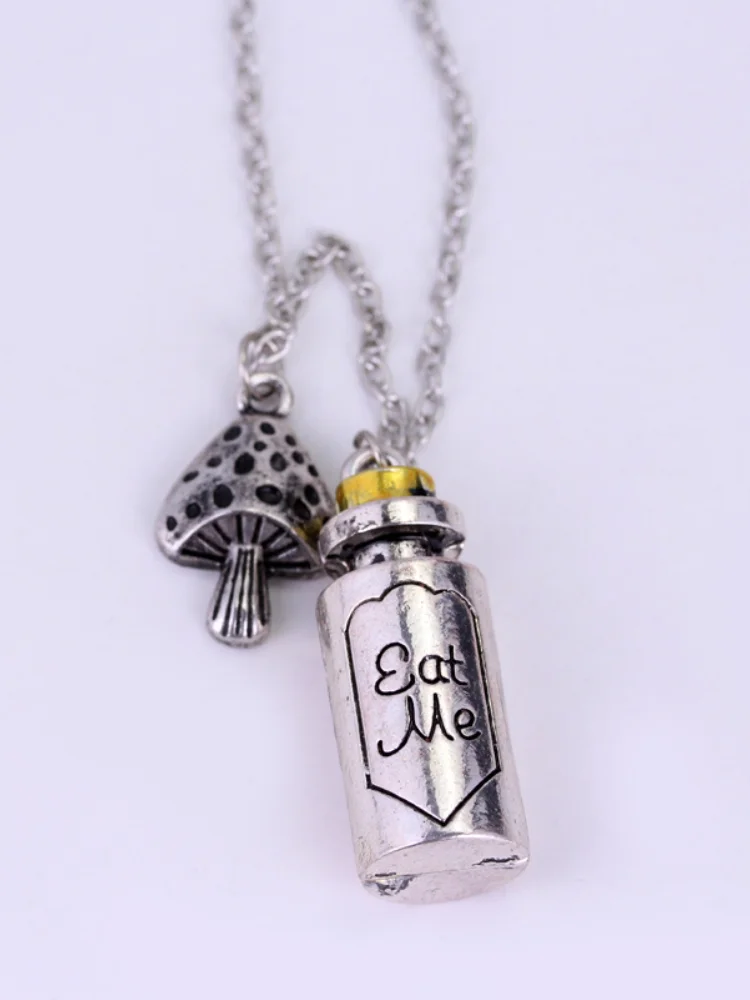 Vintage Mushroom and Key Necklace Pendant