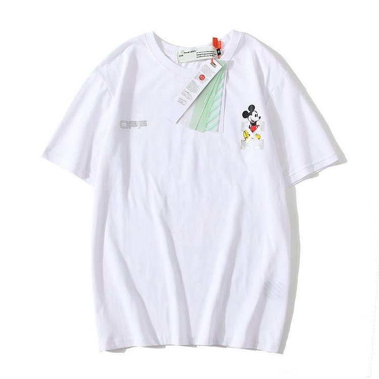 Off White T Shirt Printed Arrow Short Sleeve Men's Striped Mickey Mouse Casual Tshirt Owt