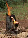 Folding Firewood Stove Stainless Steel BBQ Rocket Stove for Traveling BBQ Picnic