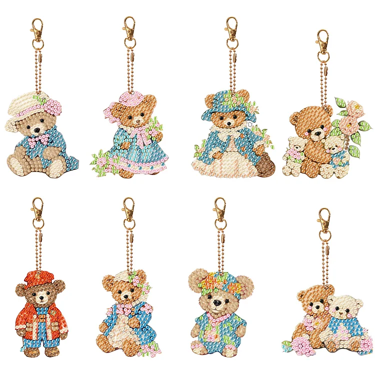 6PCS Diamond Painting Keychains Special Shape Double Sided Diamond