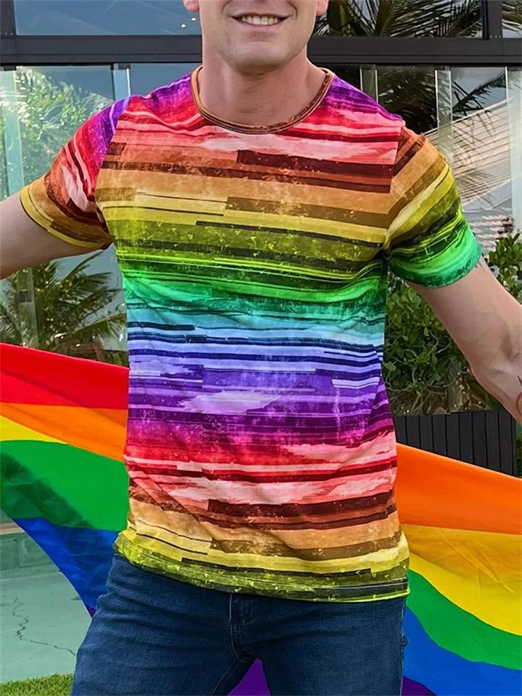 Rainbow Print Casual T Shirt