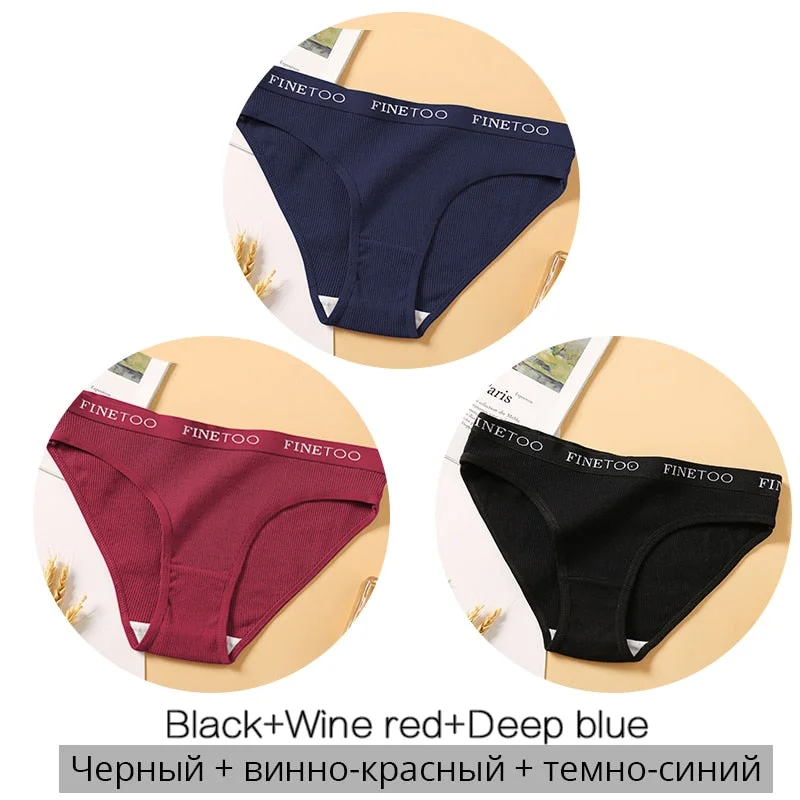 FINETOO Letter Cotton Panties Women M-2XL Lady Underpants Girls Briefs Fashion Cotton Underwear Soft Panty Female Lingerie 2020