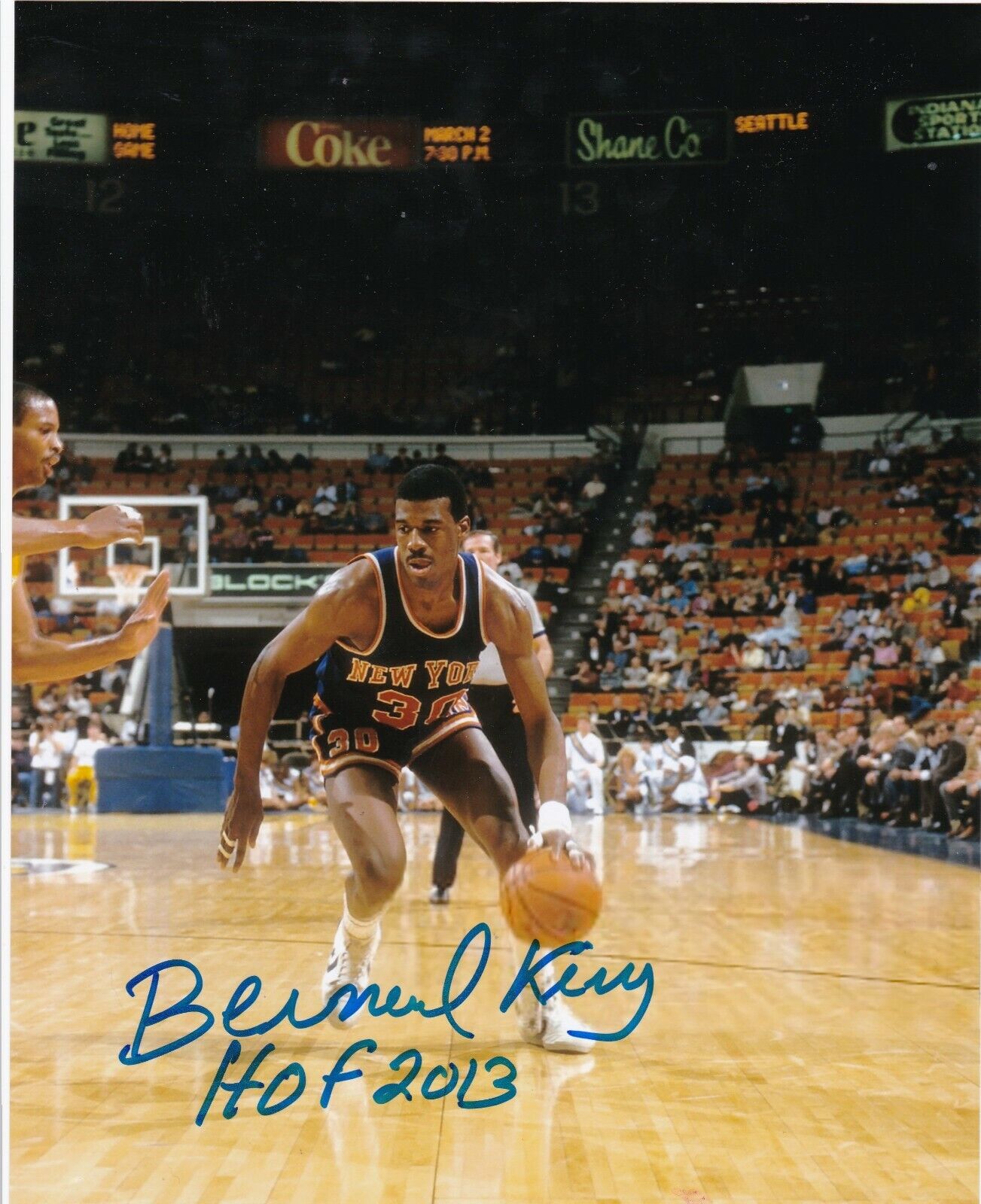 BERNARD KING NEW YORK KNICKS HOF 2013 ACTION SIGNED 8X10