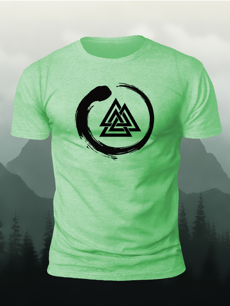 Men's Ink Triangular Symbol Print Casual Short Sleeve T-shirt