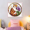 Orange Cat Glass Painting-11CT Stamped Cross Stitch 40*40cm/15.75*15.75in