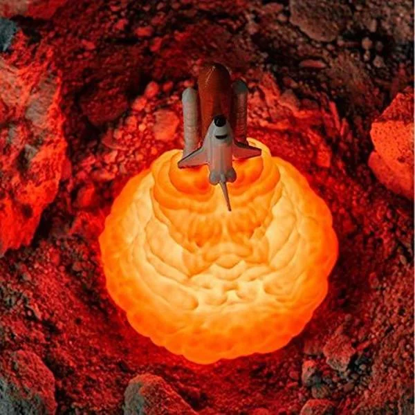 3Dプリントロケットランプ/スペースシャトルランプナイトライト、USB充電、ロケット愛好家のために