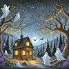 Halloween Haunted House-11CT Stamped Cross Stitch 50*50cm/19.69*19.69in