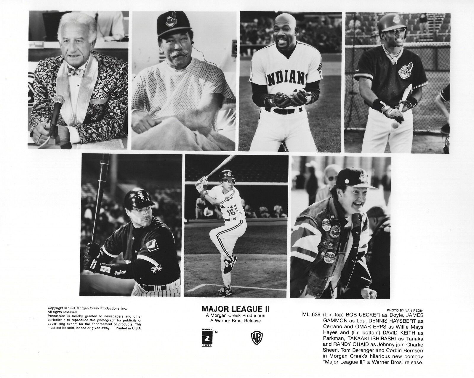 Dennis Haysbert Bob Uecker Omar Epps Major League 2 Press Kit 8x10 Photo Poster painting Indians