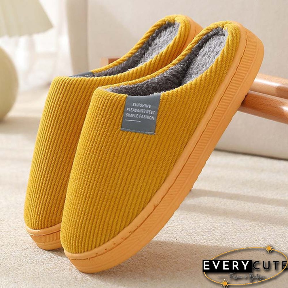Winter Warm Cotton Slippers Women Men Home Shoes Simple Non-Slip Indoor Slides Corduroy Couple Slipper Female Shoes