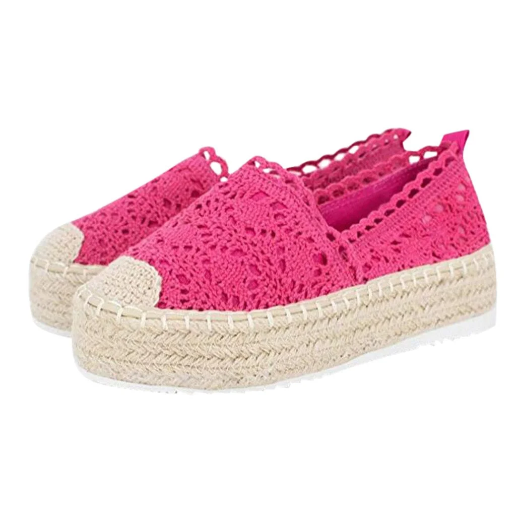 Women Autumn Flats Shoes Solid Lace Canvas Shoes Hollow Floral Breathable Platform Flat Shoes Loafers Female Espadrilles 2022