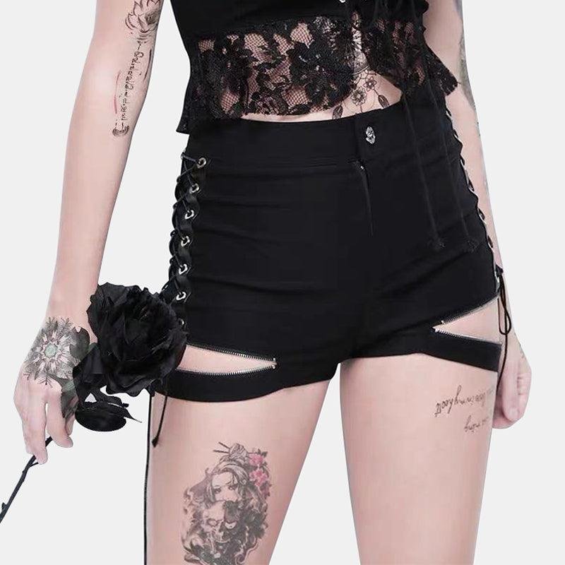 Expose Zipper Lace Up Short