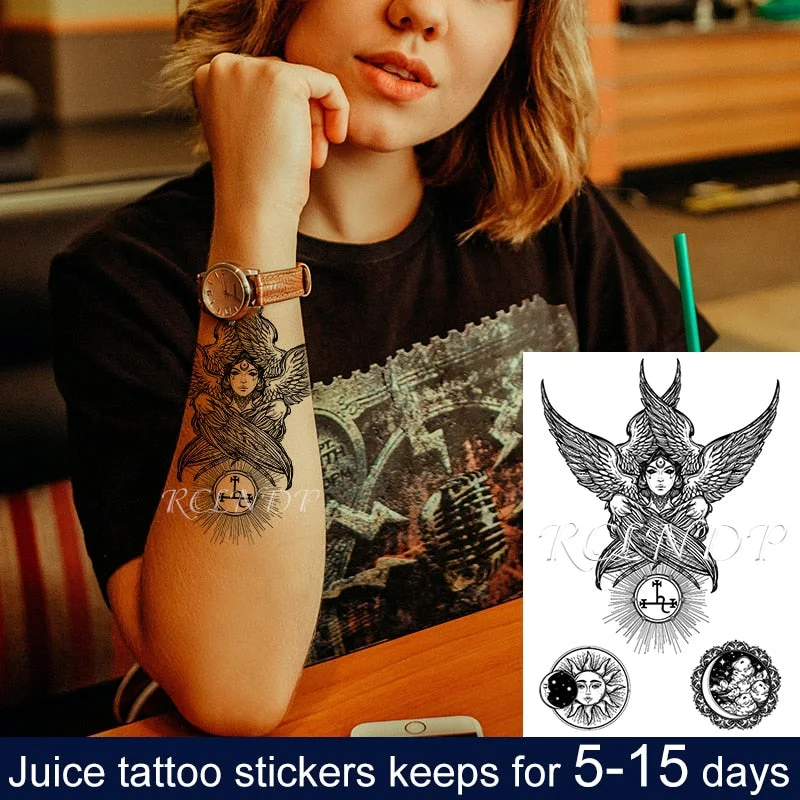 Waterproof Temporary Juice ink Sticker Egyptian Ancient Greek Mythology Cleopatra Fruit Gel Long lasting Tattoo for men women