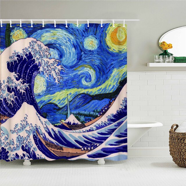 

Shower Curtain – Japanese-style Waves Samurai landscape-180*180cm, 501 Original