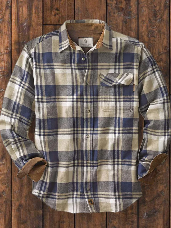 Men's Plaid Casual Versatile Long Sleeve Shirt