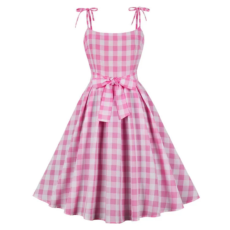 Barbie 2023 Margot Robbie Barbie Pink Bow Dress Outfits Cosplay Costume Halloween Carnival Suit-Coshduk