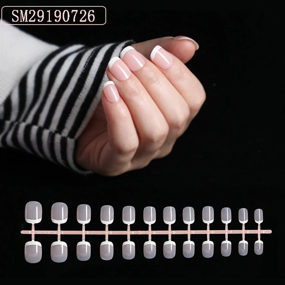 1set/24pcs French Fake Nails Matte /UV False Nail Detachable tips Nail Extension Manicure Art Press On Fake False Nails Beauty-Nail Inspo