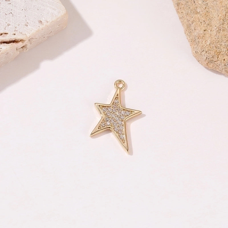 Minimalist Star Moon Heart Shape Copper Plating Inlay Zircon Charms
